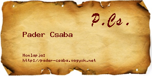 Pader Csaba névjegykártya